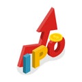 IPO concept. Successful rising graph. Increase in interest. Royalty Free Stock Photo