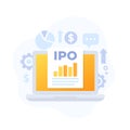 IPO, Initial public offering vector illustration