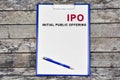 IPO word on paper Royalty Free Stock Photo