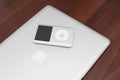 IPod classic 160 Gb on macbook Royalty Free Stock Photo