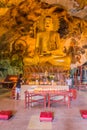 IPOH, MALAYASIA - MARCH 25, 2018: Interior of Perak Tong cave temple in Ipoh, Malaysi Royalty Free Stock Photo