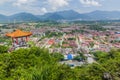 IPOH, MALAYASIA - MARCH 25, 2018: View from the hill abouve Perak Tong cave temple in Ipoh, Malaysi Royalty Free Stock Photo