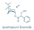 Ipratropium bromide asthma and COPD drug molecule. Often administered via inhaler. Skeletal formula. Royalty Free Stock Photo