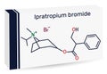 Ipratropium bromide molecule. It is bronchodilator, antispasmodic, anticholinergic drug. Skeletal chemical formula. Paper Royalty Free Stock Photo