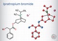 Ipratropium bromide molecule. It is bronchodilator, antispasmodic, anticholinergic drug. Structural chemical formula and molecule Royalty Free Stock Photo