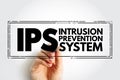 IPS - Intrusion Prevention System is a network security tool that continuously monitors a network for malicious activity, acronym