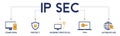 IPsec banner web icon vector illustration concept for internet and protection network security