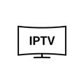 IPTV vector line icon. IP TV video channel box concept icon.