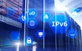 Ipv6 network technology concept on server room background Royalty Free Stock Photo