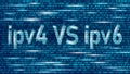 Ipv4 VS ipv6 protocol address web technology. New digital network system. ipv4 address exhaustion problem solving Royalty Free Stock Photo
