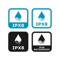 IPX8 waterproof protection vector logo badge design icon