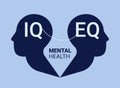 IQ and EQ concept. right and left brain, cerebral hemispheres concept. Head silhouette of a person, gear and heart shape Royalty Free Stock Photo