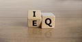 IQ or EQ symbol. Turned a cube and changed the expression `IQ - intelligence quotient` to `EQ - emotional quotient`. Beautiful Royalty Free Stock Photo