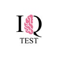 IQ test logo. Intellectual quotient IQ intelligence. Human brain