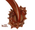 Iquid chocolate, caramel illustration texture vector ice cream cone 3d illustration Royalty Free Stock Photo