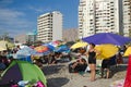 IQUIQUE, CHILE, 14 JANUARY 2017: people ssunbathing at the main