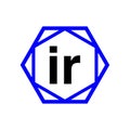 IR hexagon typography monogram. IR lettering icon
