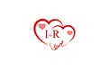 IR Initial heart shape Red colored love logo