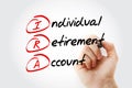 IRA - Individual Retirement Account acronym with marker, concept background