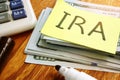 IRA individual retirement account. Stack of money