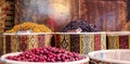 Tabriz, Iran - 16 July 2017: Spices in the great bazaar of Tabriz in Iran biggest market of the world and containers