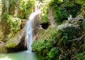 Waterfall in the north of Iran full of vegetation and blue water