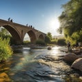 iran ancient bridge over river Royalty Free Stock Photo