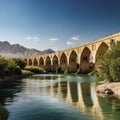 iran ancient bridge over river Royalty Free Stock Photo