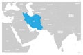 Iran blue marked in political map of South Asia and Middle East. Simple flat vector map Royalty Free Stock Photo