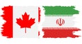 Iran and Canada grunge flags connection vector