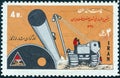IRAN - CIRCA 1970: A stamp printed in Iran shows laying of gas pipe line and tractor, circa 1970.