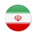 Iran circle button icon. Iranian round badge flag. 3D realistic isolated vector illustration