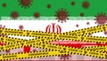 Iran Coronavirus quarantine concept. Covid-19, MERS-Cov. Yellow and black stripes on national flag. Vector.