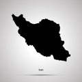 Iran country map, simple black silhouette on gray