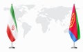 Iran and Eritrea flags for official meeting