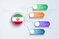 Iran Flag with Infographic Design isolated on Dot World map Royalty Free Stock Photo