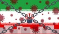 Iran flag with outbreak deadly coronavirus covid-19. Concept of coronavirus quarantine. Coronavirus outbreak in Iran.