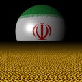 Iran flag sphere and radioactive warning signs illustration