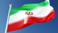 iran flag waving in the wind against a blue sky. iranian national symbol on flagpole, 3d rendering