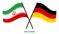 Iran and Germany Flags Crossed And Waving Flat Style. Official Proportion. Correct Colors
