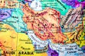 Iran globe map close-up.