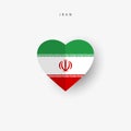 Iran heart shaped flag. Origami paper cut Iranian national banner