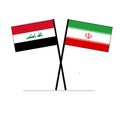 Iran and Iraq Flags on bolls symbolizing relationship and war, struggle, or partnership