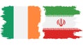 Iran and Ireland grunge flags connection vector