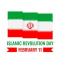 Iran Islamic Revolution Day typography poster with flag. Iranian National holiday on February 11. Vector template for