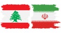 Iran and Lebanon grunge flags connection vector