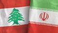 Iran and Lebanon two flags textile cloth 3D rendering