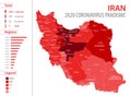 Iran Map - Coronavirus Pandemic COVID-19 Infographic Vector