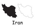 Iran Country Map. Black silhouette and outline isolated on white background. EPS Vector