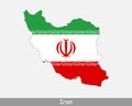 Iran Map Flag. Map of the Islamic Republic of Iran with the Iranian national flag isolated on white background. Vector Illustratio